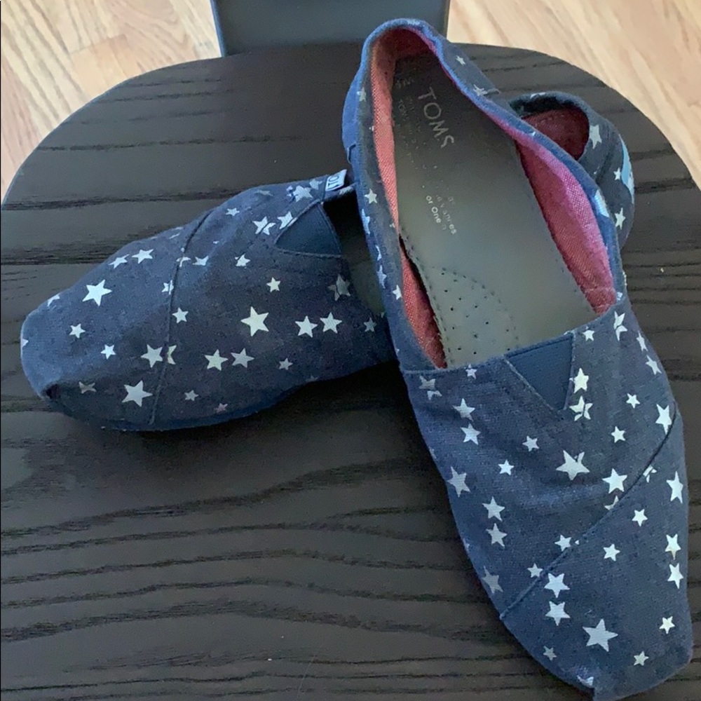 Toms Blue with Silver Stars - size 9